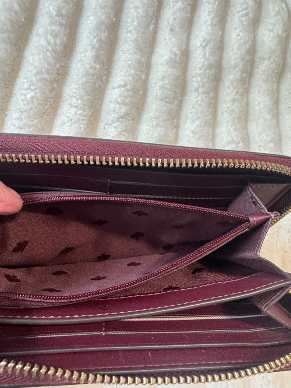 kate spade Burgundy Zip Around Leather Wallet with Gold Logo - Picture 10 of 11